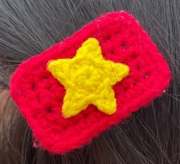 Vietnam Flag Knitted Hairpin Pair